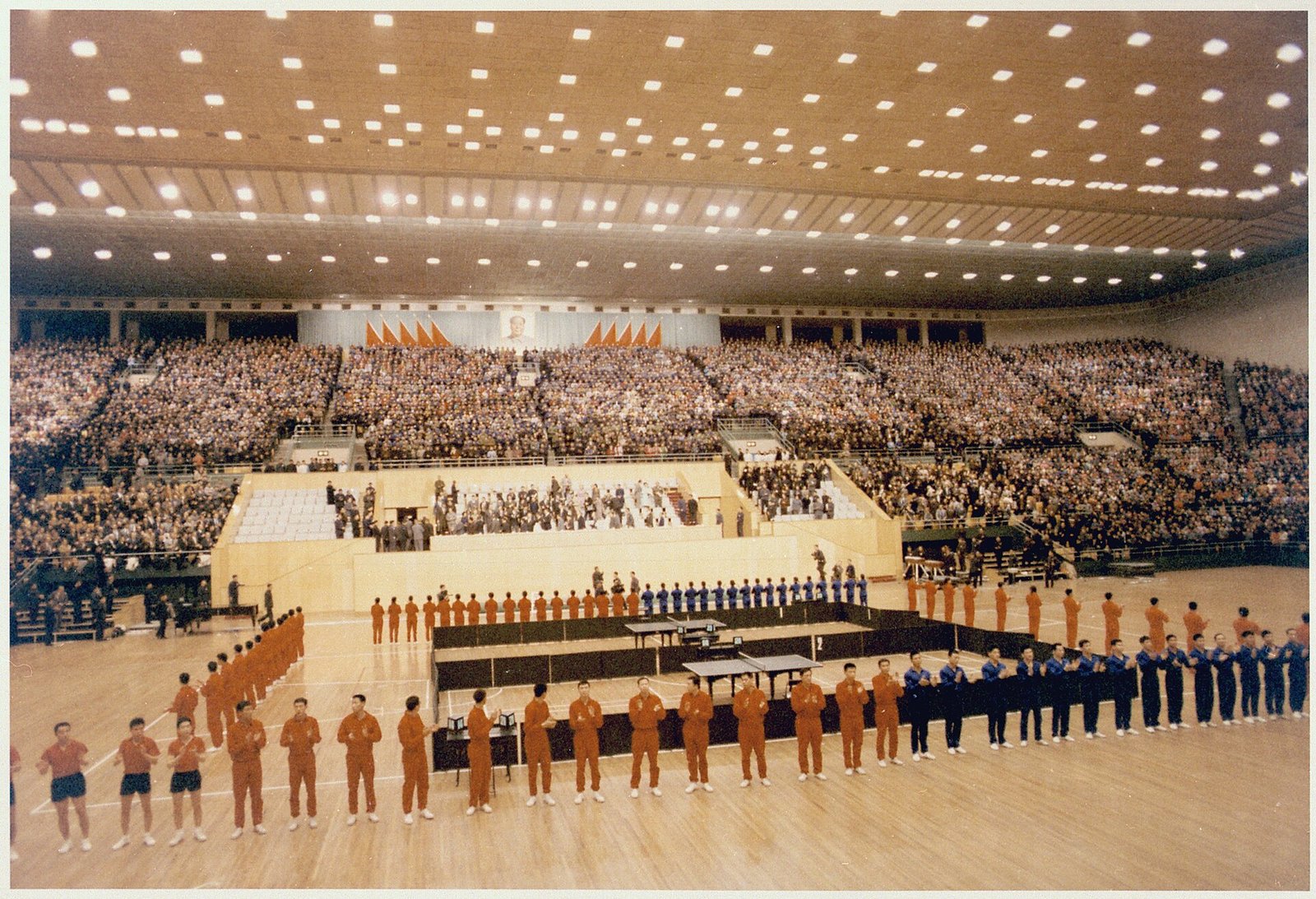 Table tennis exhibition during President Richard Nixon's visit to China in 1972